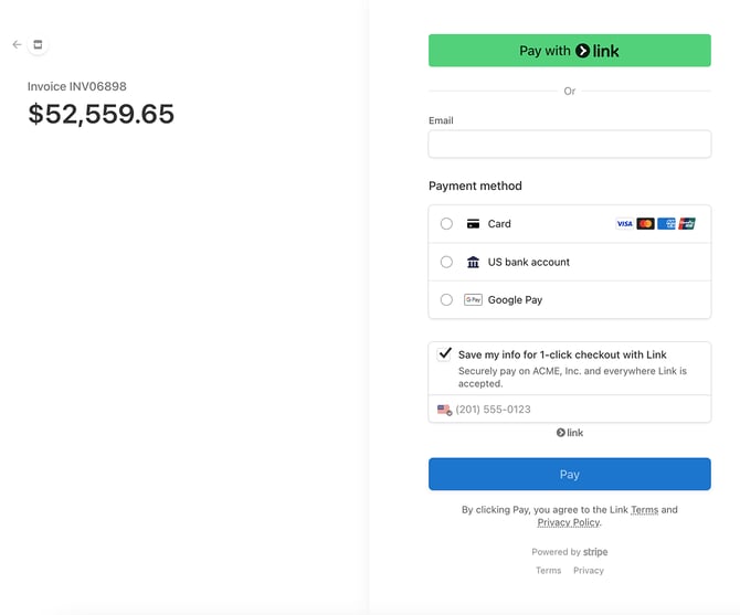 secure stripe payment page